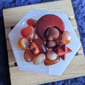 Carnelian Shroom 🧡 Sacral Bowl STRENGTH & CREATIVITY ✨moon Star Agate Sandstone